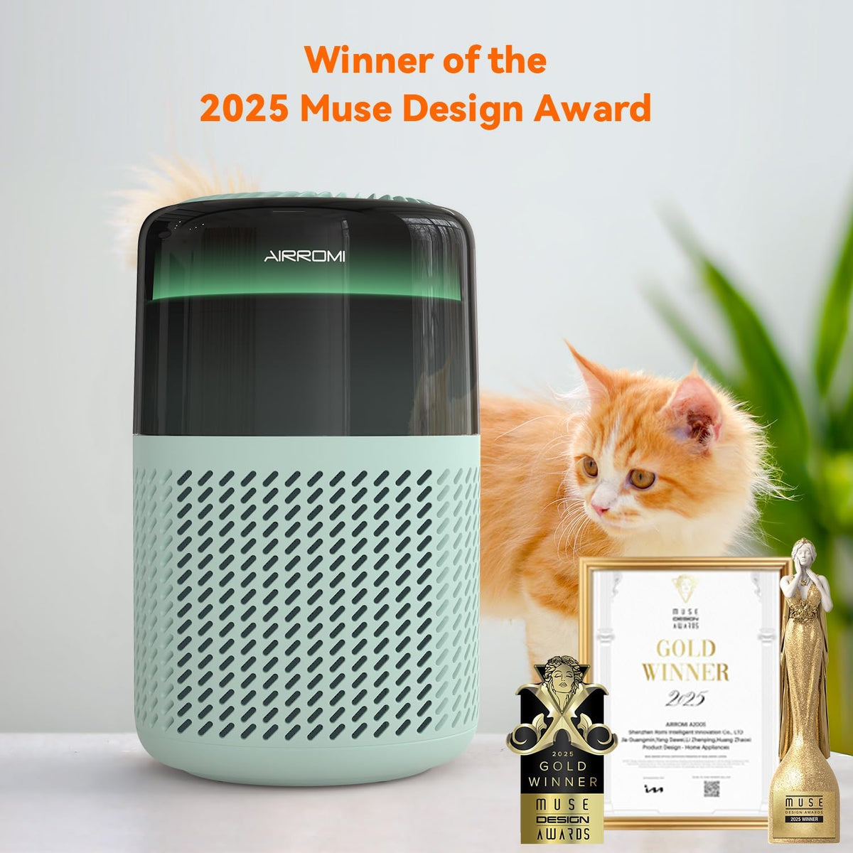 AIRROMI Air Purifier for Bedroom Home,HEPA Filter,Covers Upto 549 Ft²,Quiet 360°intake Air Cleaner