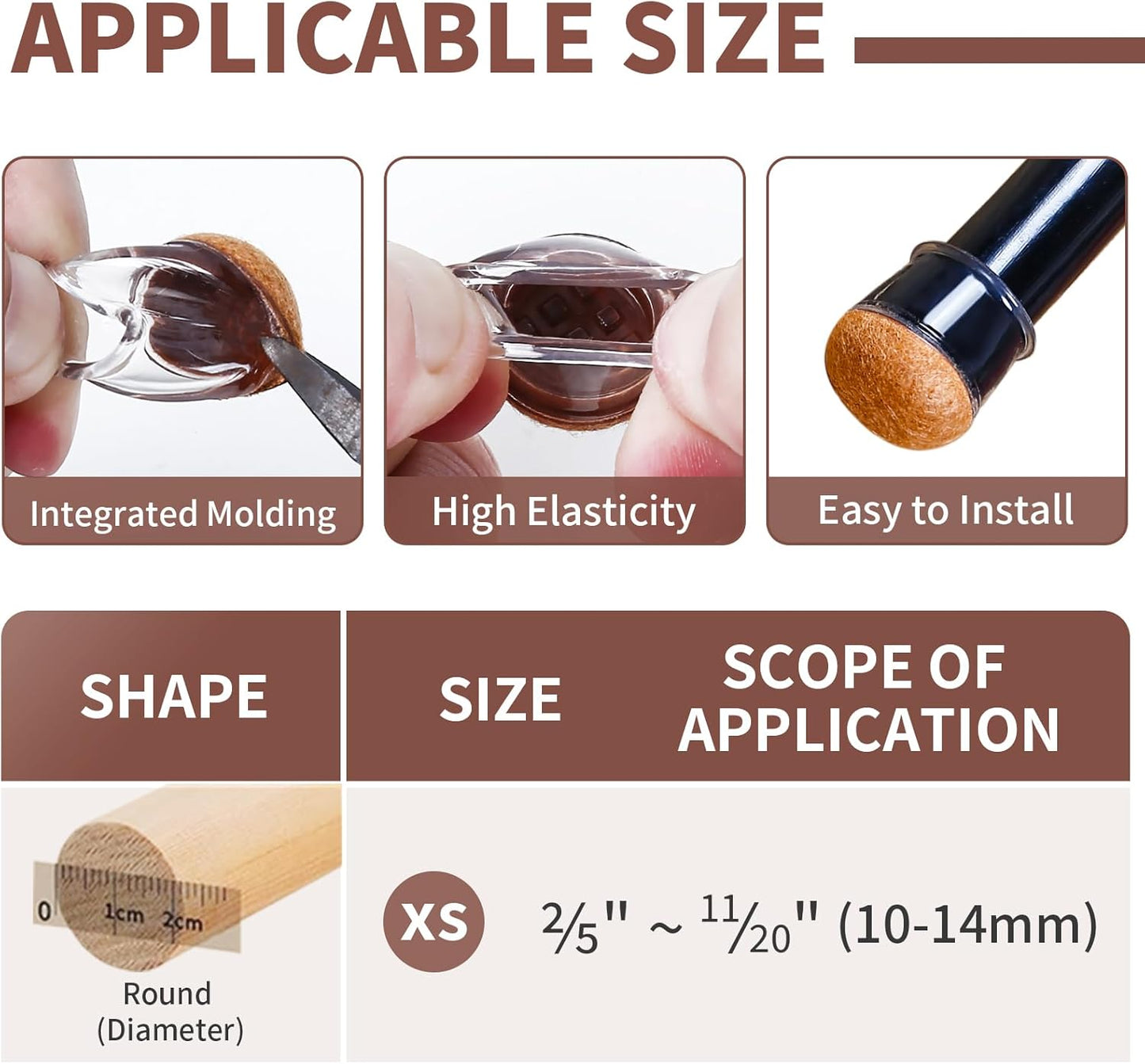 Ezprotekt 24 Pcs Extra Small Clear Round Chair Leg Floor Protectors for Wooden & Tiles Floors, Felt