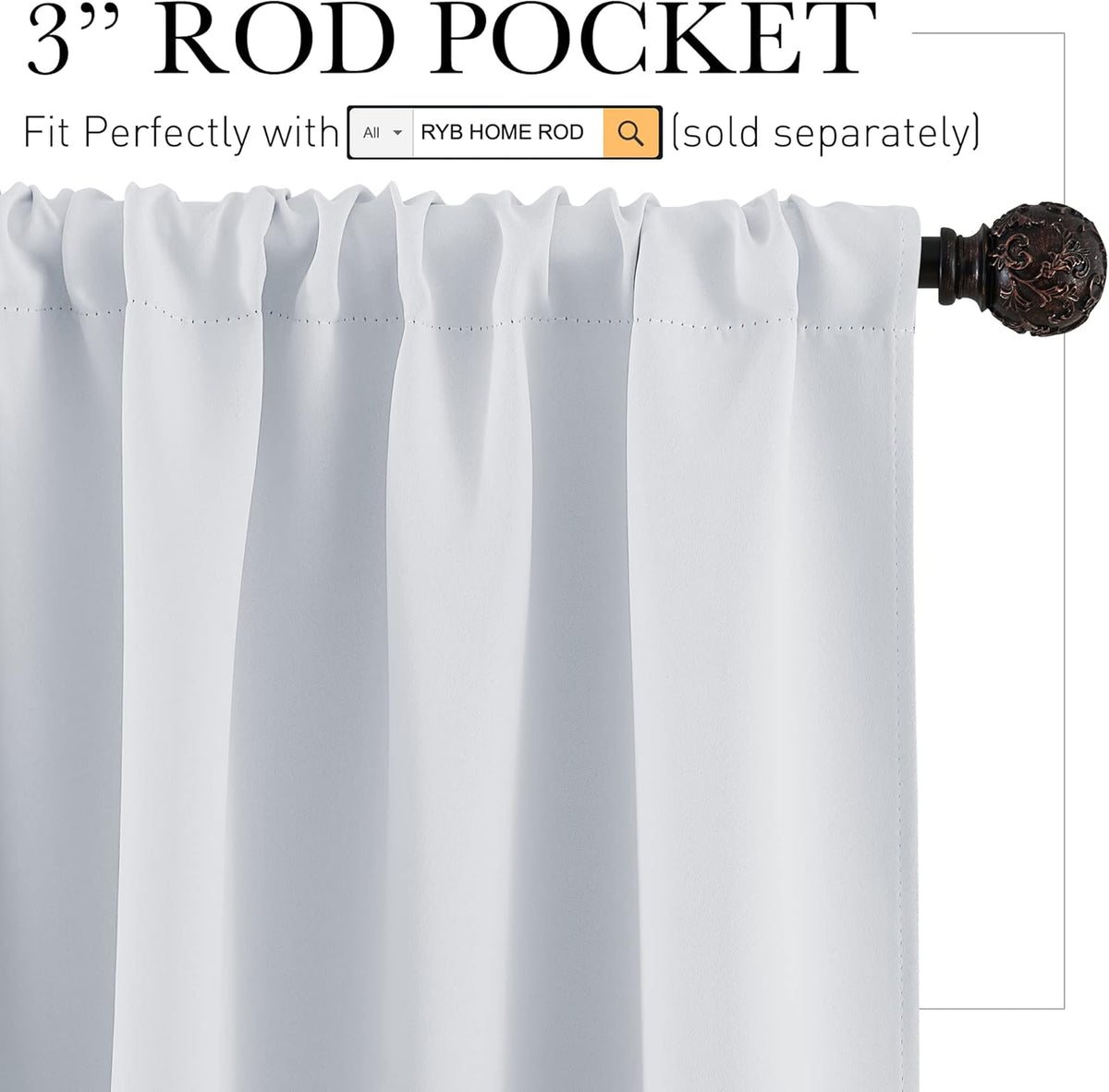 RYB HOME Kitchen Curtains Room Darkening Curtain Tiers Small Window Draperies for Nursery/Dining