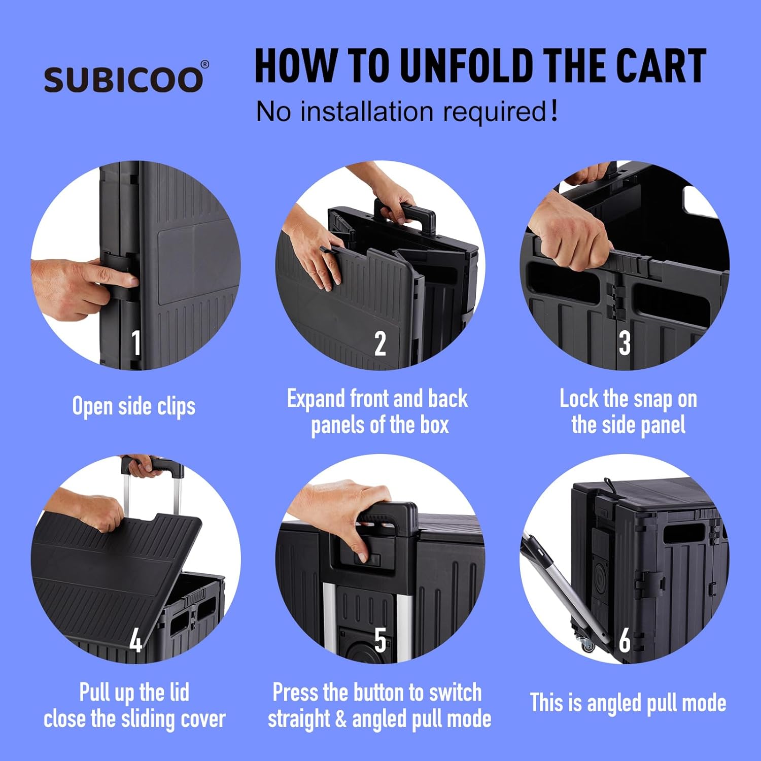 Folding Utility Cart Portable Rolling Crate Handcart Shopping Trolley Collapsible Tool Box, with