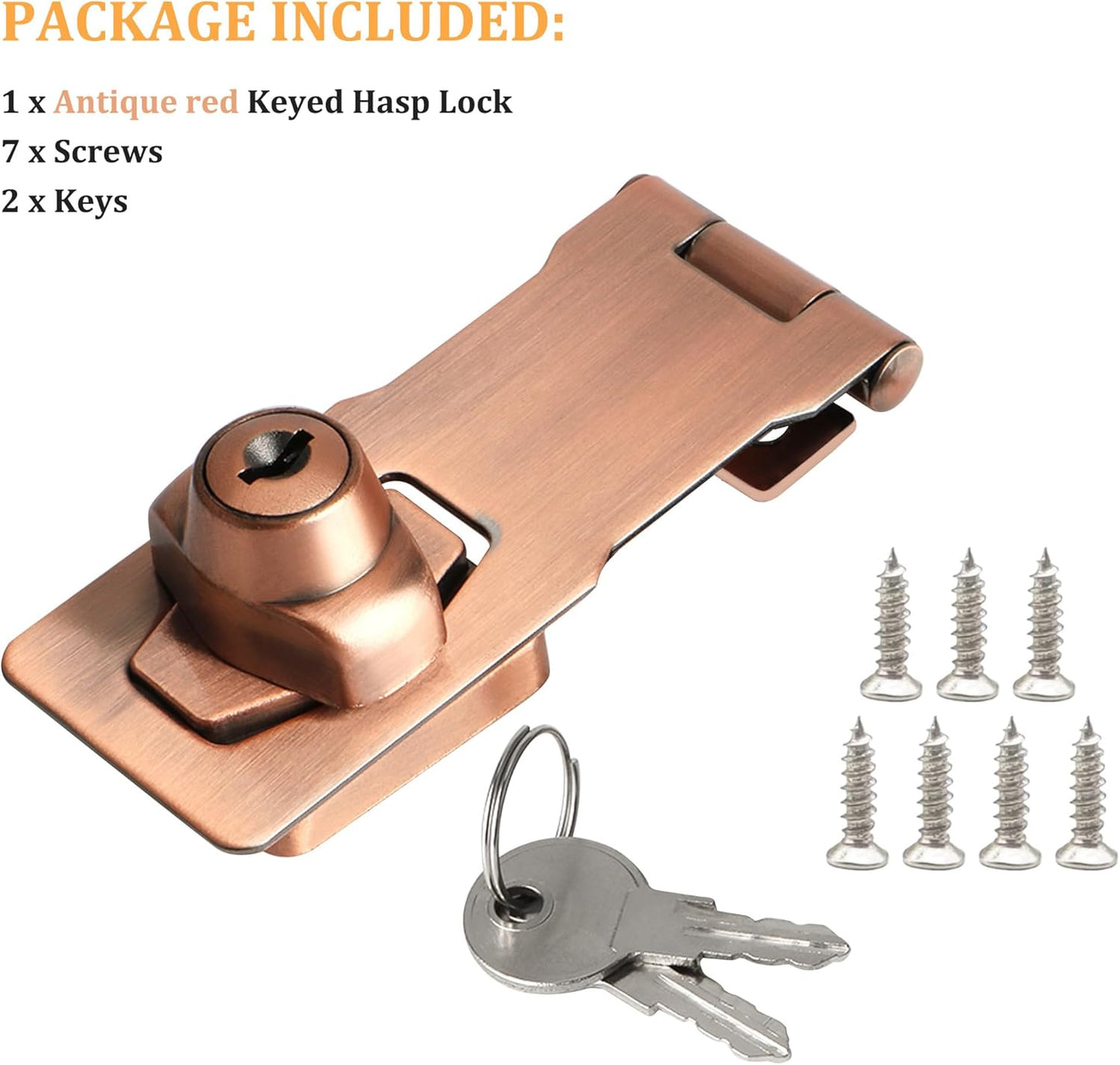 Alise Keyed Hasp Lock,3 Inch Safety Packlock Clasp Hasp Lock Latch with Lock,Door Hinge Lock with