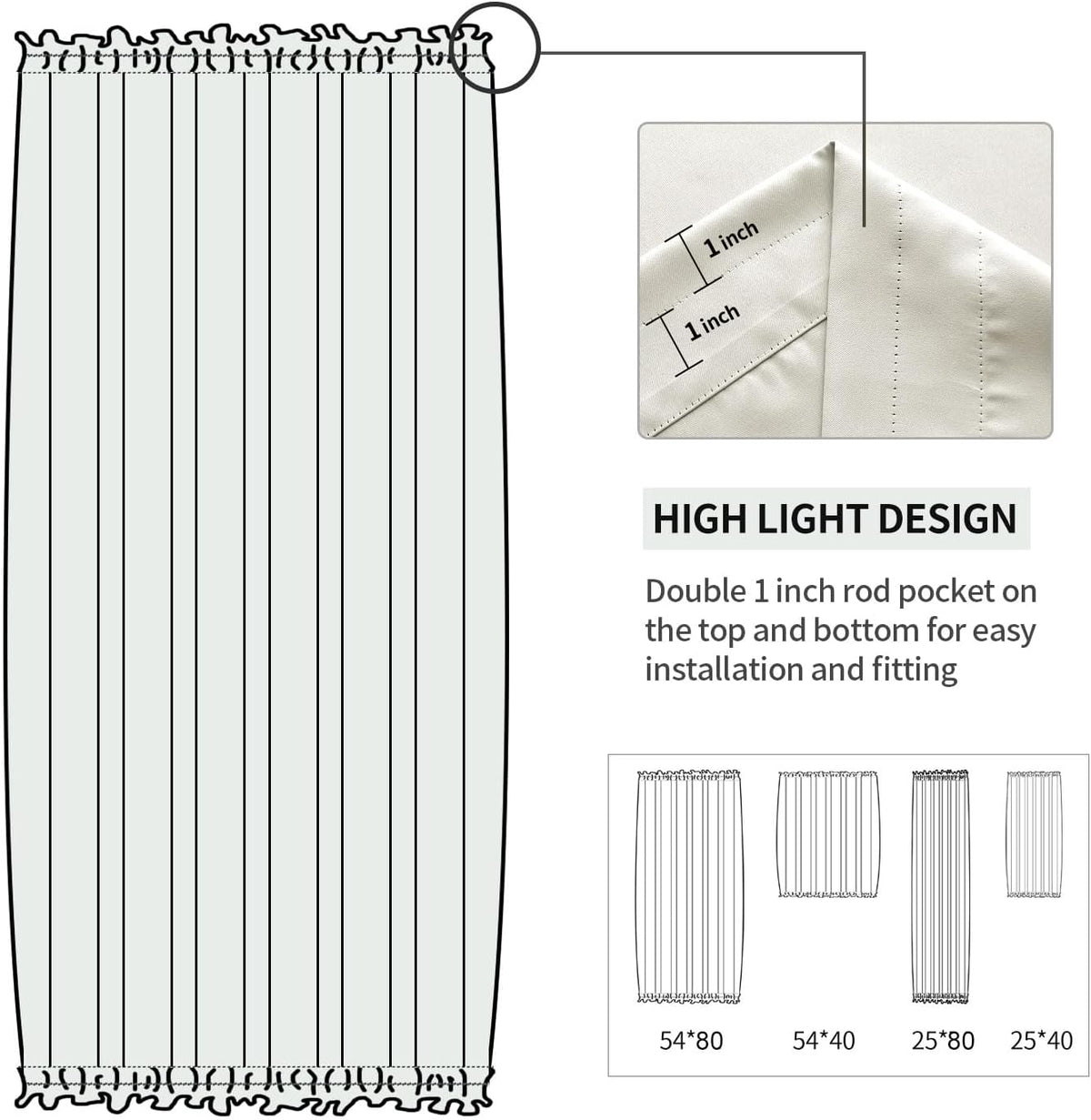 DWCN French Door Curtains – Rod Pocket Thermal Blackout Curtain for Doors with Glass Window