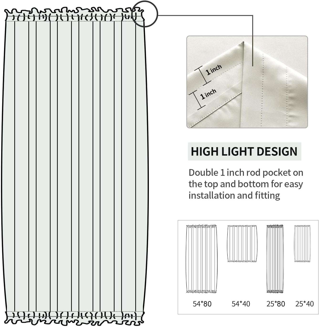 DWCN French Door Curtains – Rod Pocket Thermal Blackout Curtain for Doors with Glass Window