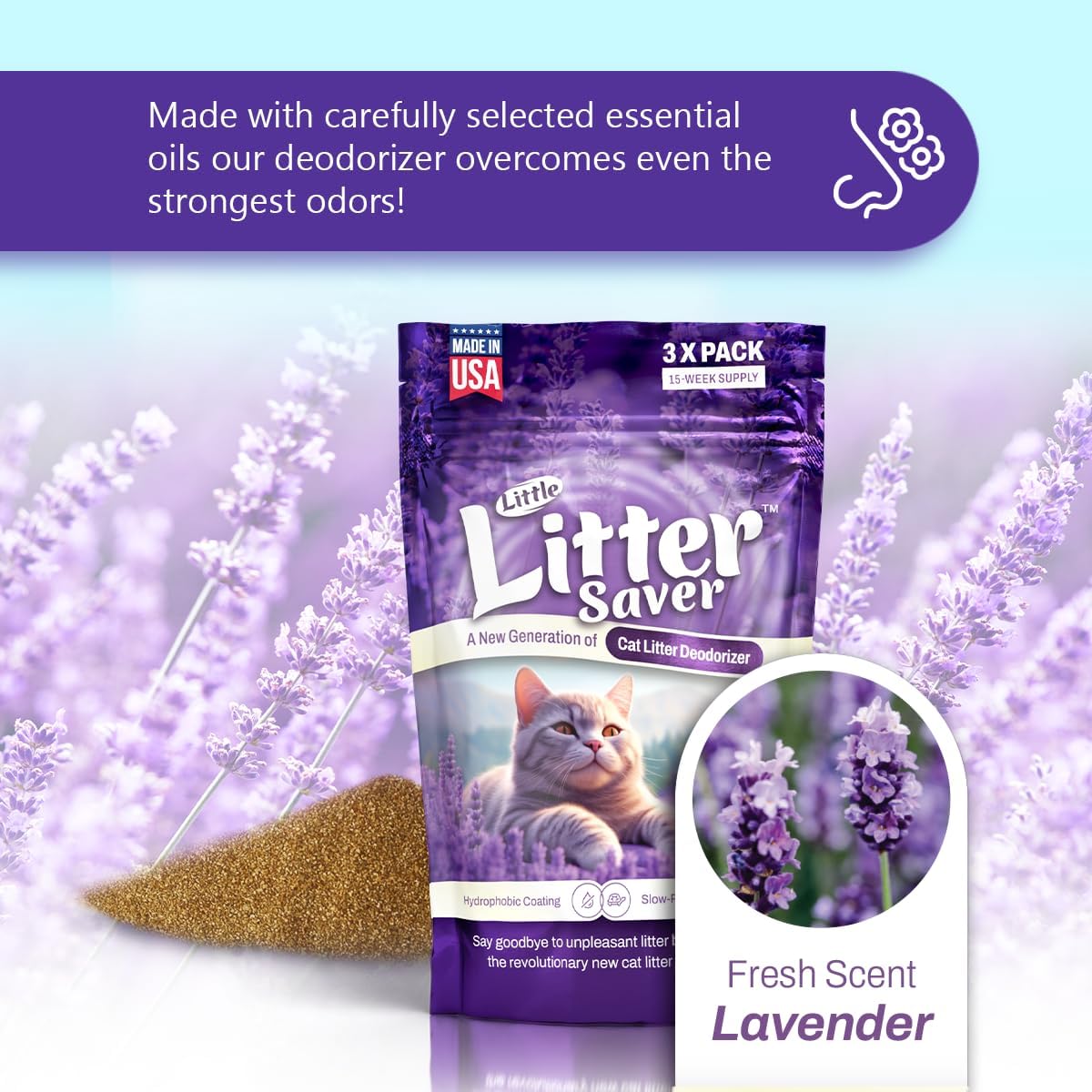 Little Litter Saver | a New Generation Of Cat Litter Box Deodorizer | Unique Slow Release Formula |