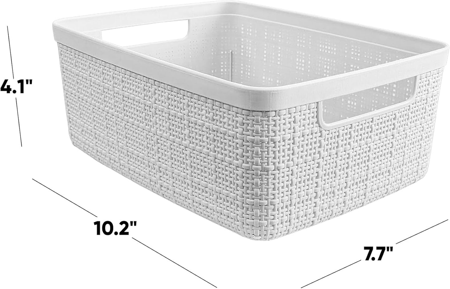Curver Set of 8 Jute Small Decorative Plastic Organization and Storage Baskets, Perfect Bins for