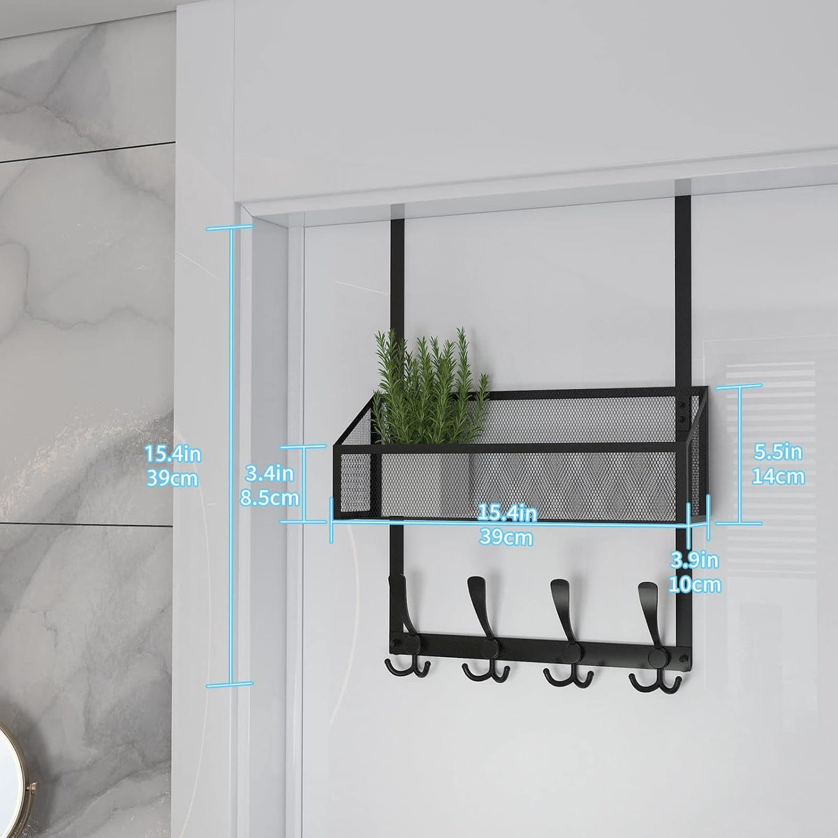 Over The Door Hooks Organizer, Coat Rack Over The Door Storage Hanger Towel Rack, Back of Door