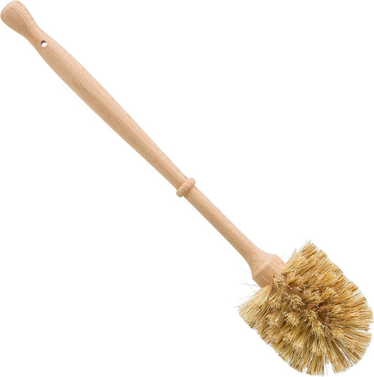 REDECKER Stiff Union Fiber Toilet Brush with Untreated Beechwood Handle - 14-1/2-inches - Made in