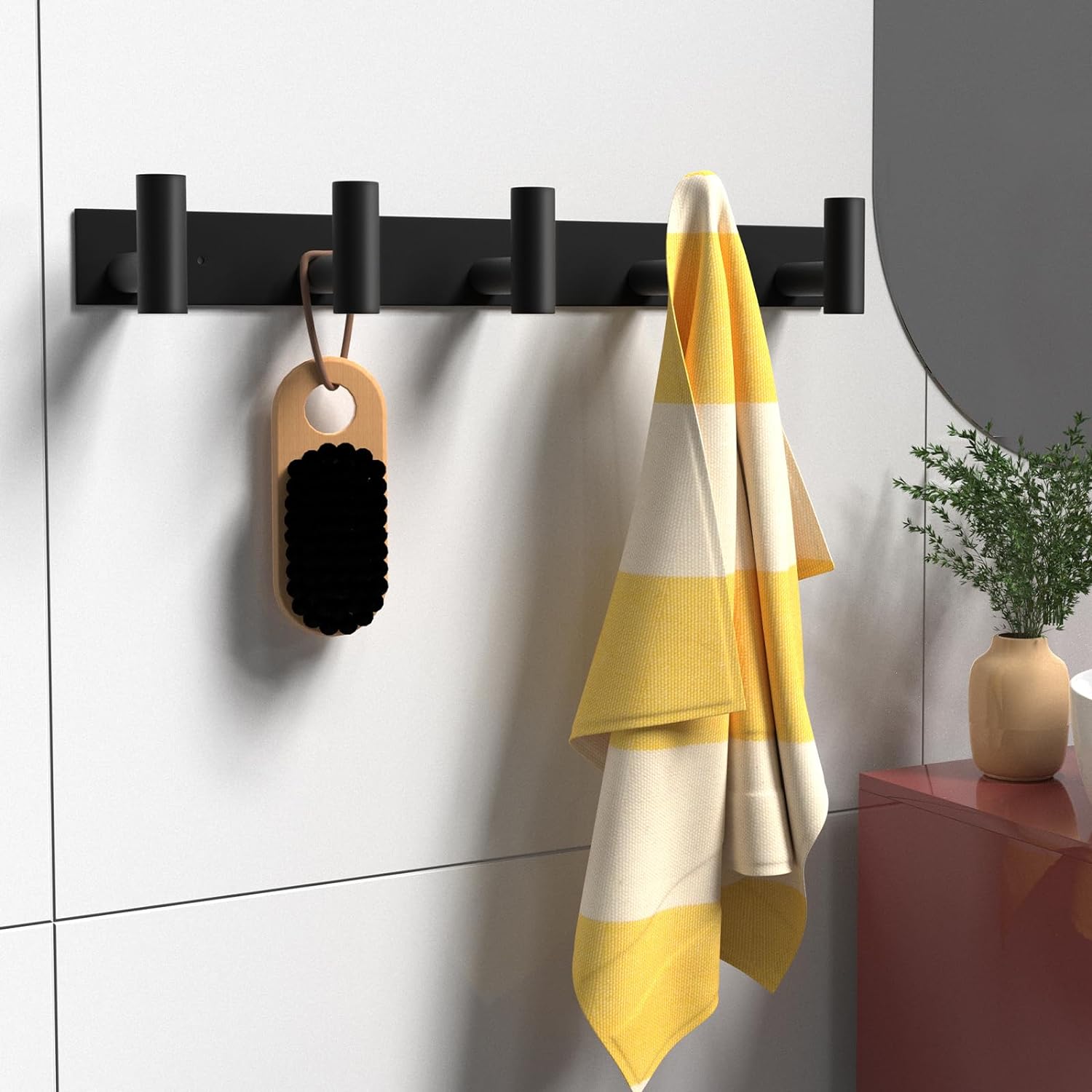 PMMASTO Coat Rack Wall Mounted, 5 "T Shaped Wall Hooks for Hanging, Heavy Duty Stainless Steel Coat