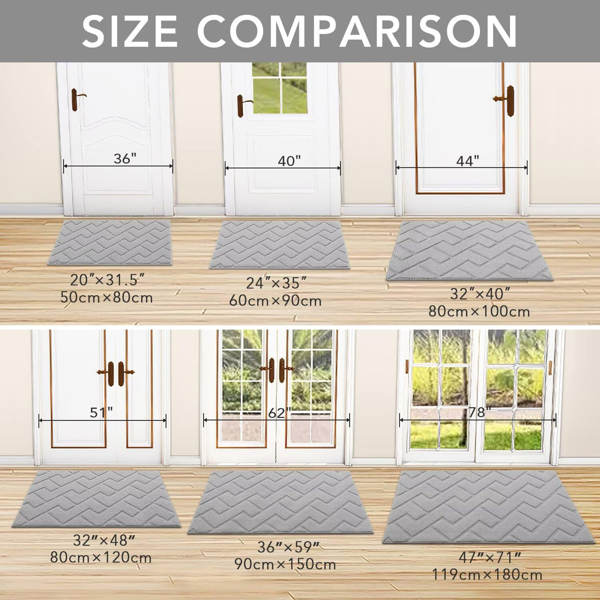 hicorfe Front Door Mat Outside Entrance,32"x40" Absorbent Muddy Dirt Resist Welcome Door Mats