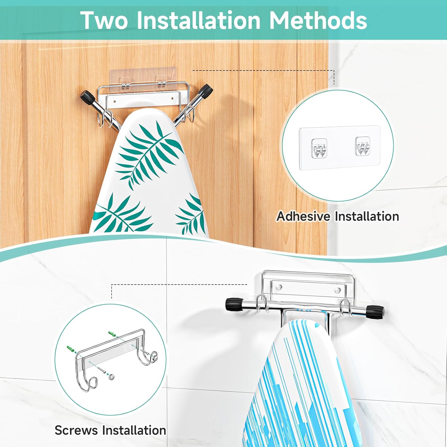 Ironing Board Hanger Wall Mount, Ironing Board Holder for T or Y Leg, Stainless Steel Iron Board