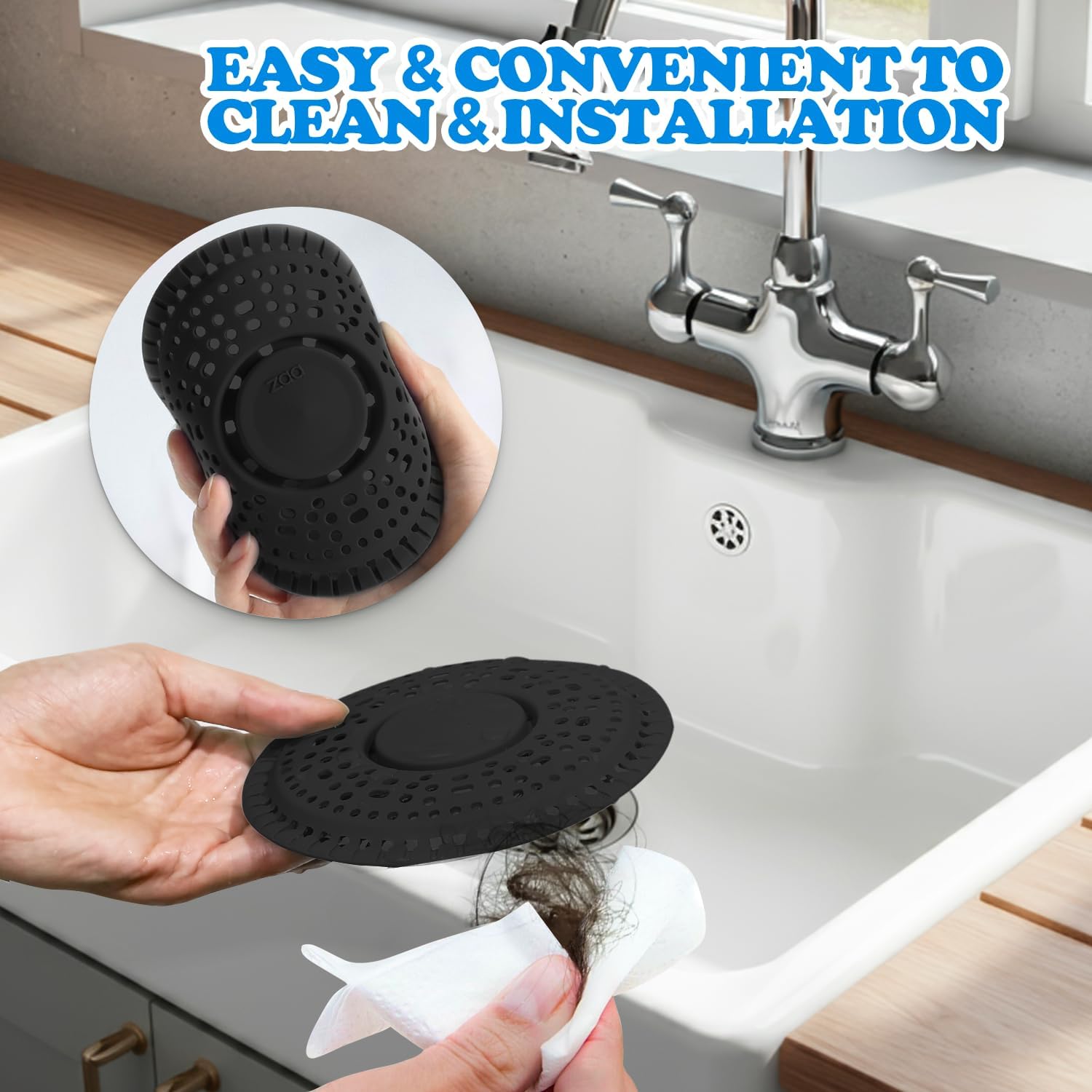 zaa Shower Drain Hair Catcher, Upgraded 2Pack Premium Silicone Drain Protector & Shower Drain Cover