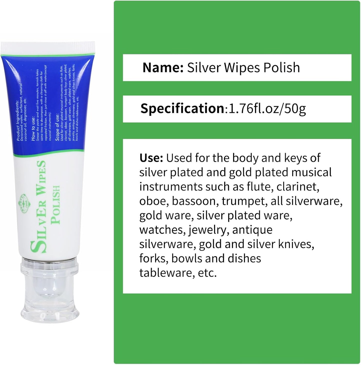 Silver Wipe Polish Cleaner Removes Surface Oxidation Tarnish from Sterling Silver, Silver and Gold