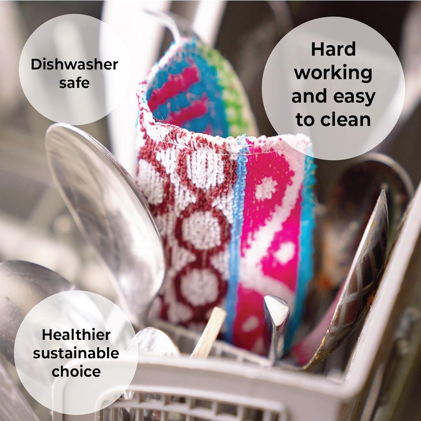 Skoy Scrub, 1-Piece Reusable, Non-Scratching Dish Scrubber for Kitchen and Household Cleaning