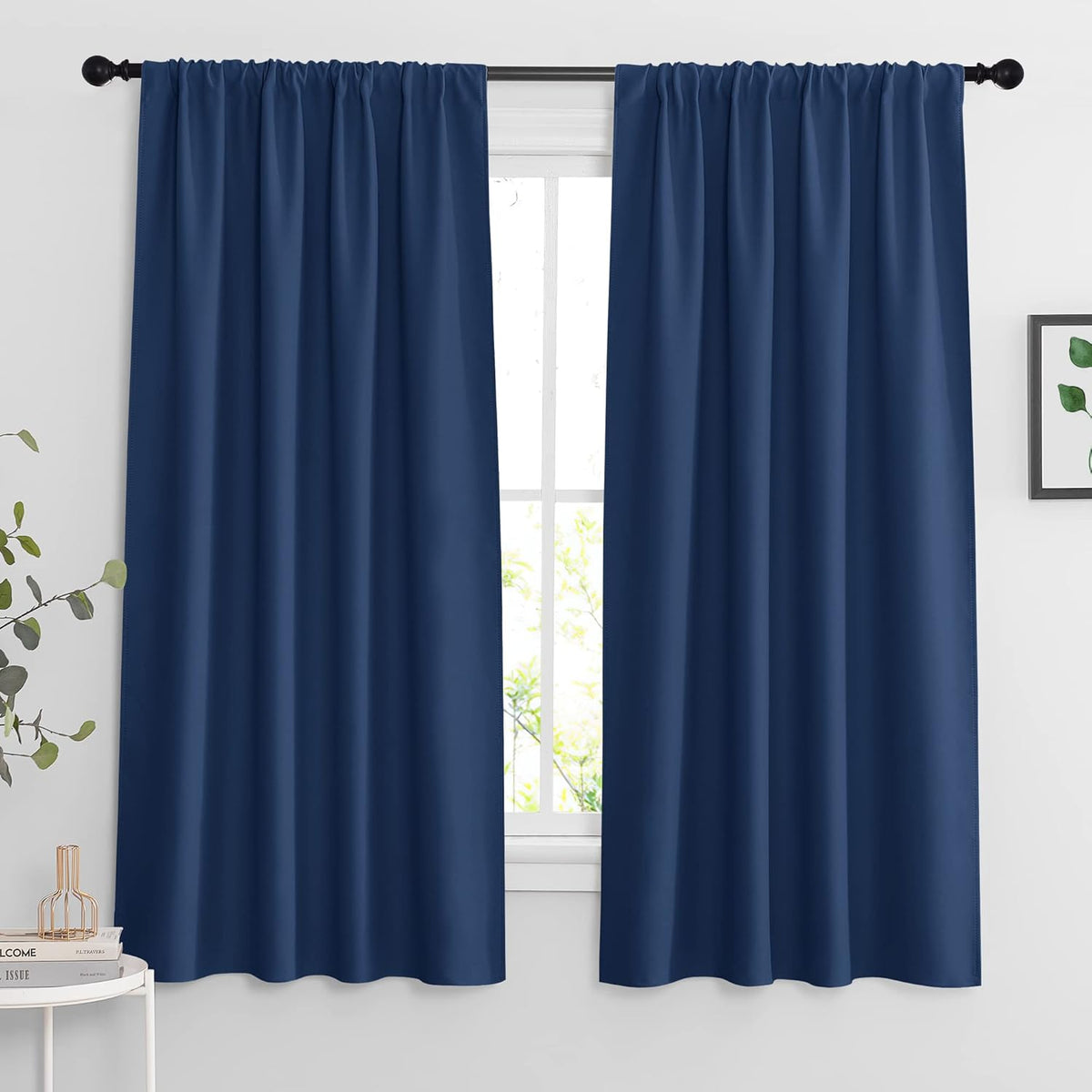 RYB HOME Blackout Curtains 63 inches Long - Energy Saving Insulation Large Window Curtain Blinds