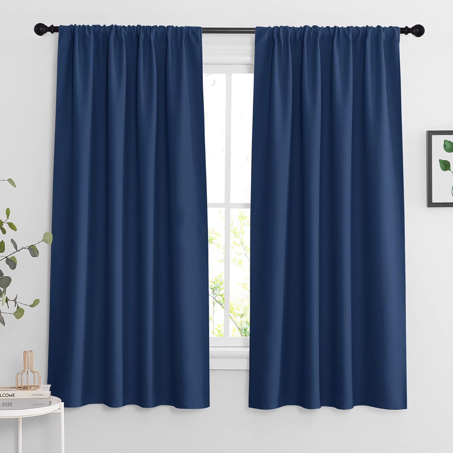 RYB HOME Blackout Curtains 63 inches Long - Energy Saving Insulation Large Window Curtain Blinds