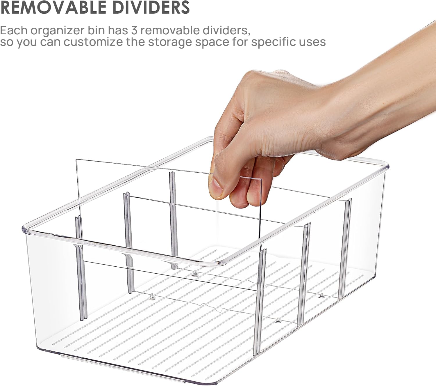 Vtopmart 6 Pack Food Storage Organizer Bins, Clear Plastic Bins for Pantry, Kitchen, Fridge