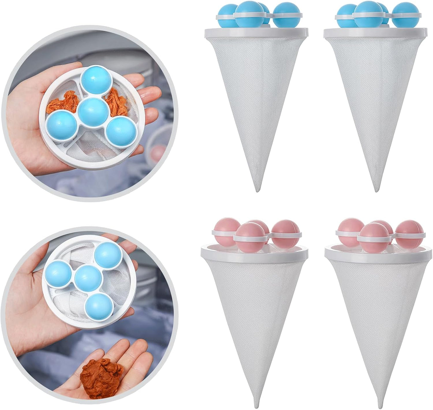 4PCS Hair Filter Bag for Fop Loader, Lint Traps for Laundry, Lint Catcher for Washing Machine, Pet