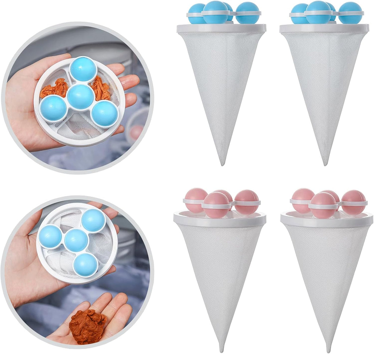 4PCS Hair Filter Bag for Fop Loader, Lint Traps for Laundry, Lint Catcher for Washing Machine, Pet