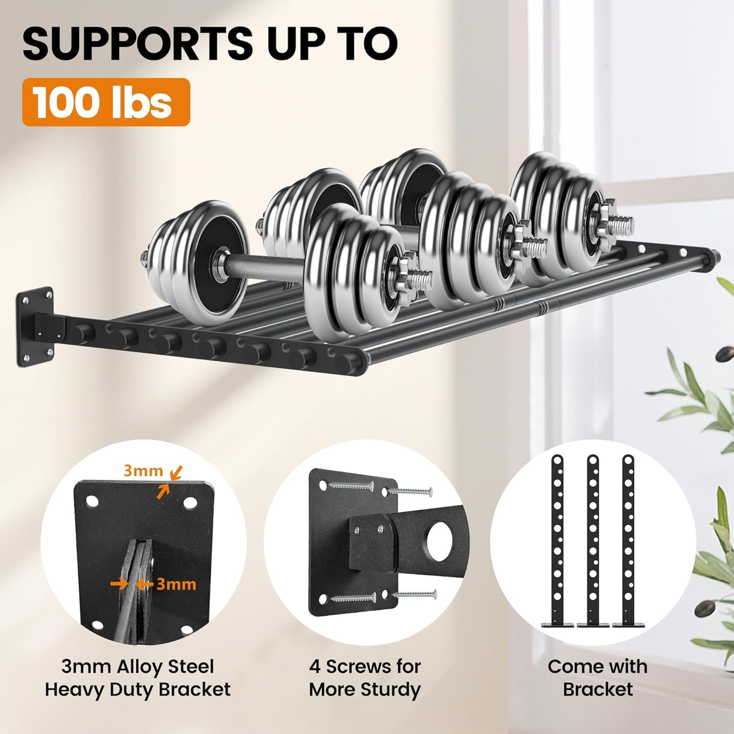 Wall Mounted Clothes Drying Rack 57 Inch – Foldable Laundry Drying Rack for Wall Mount, Space
