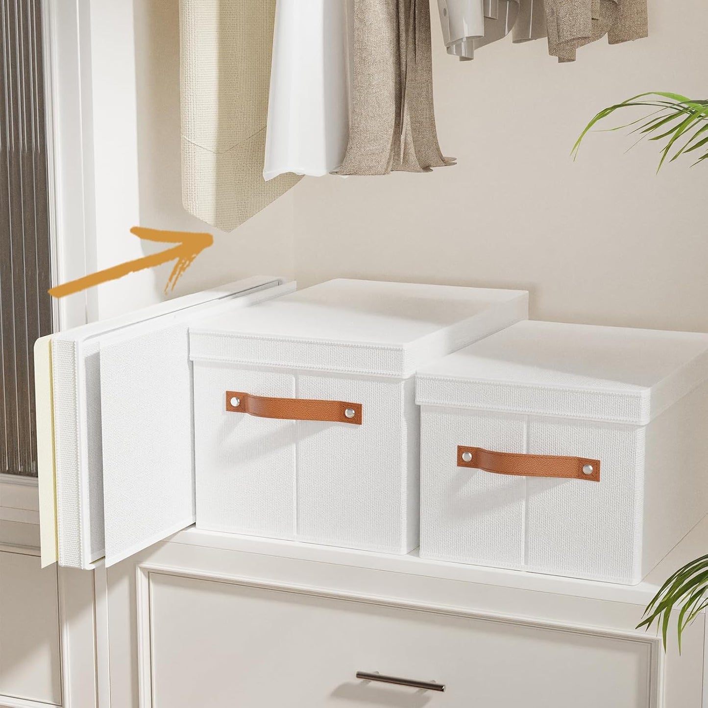 Fabric Storage Bins, Clothes Boxes for Shelves with Lids, 1 Pack Baskets for Organizing with