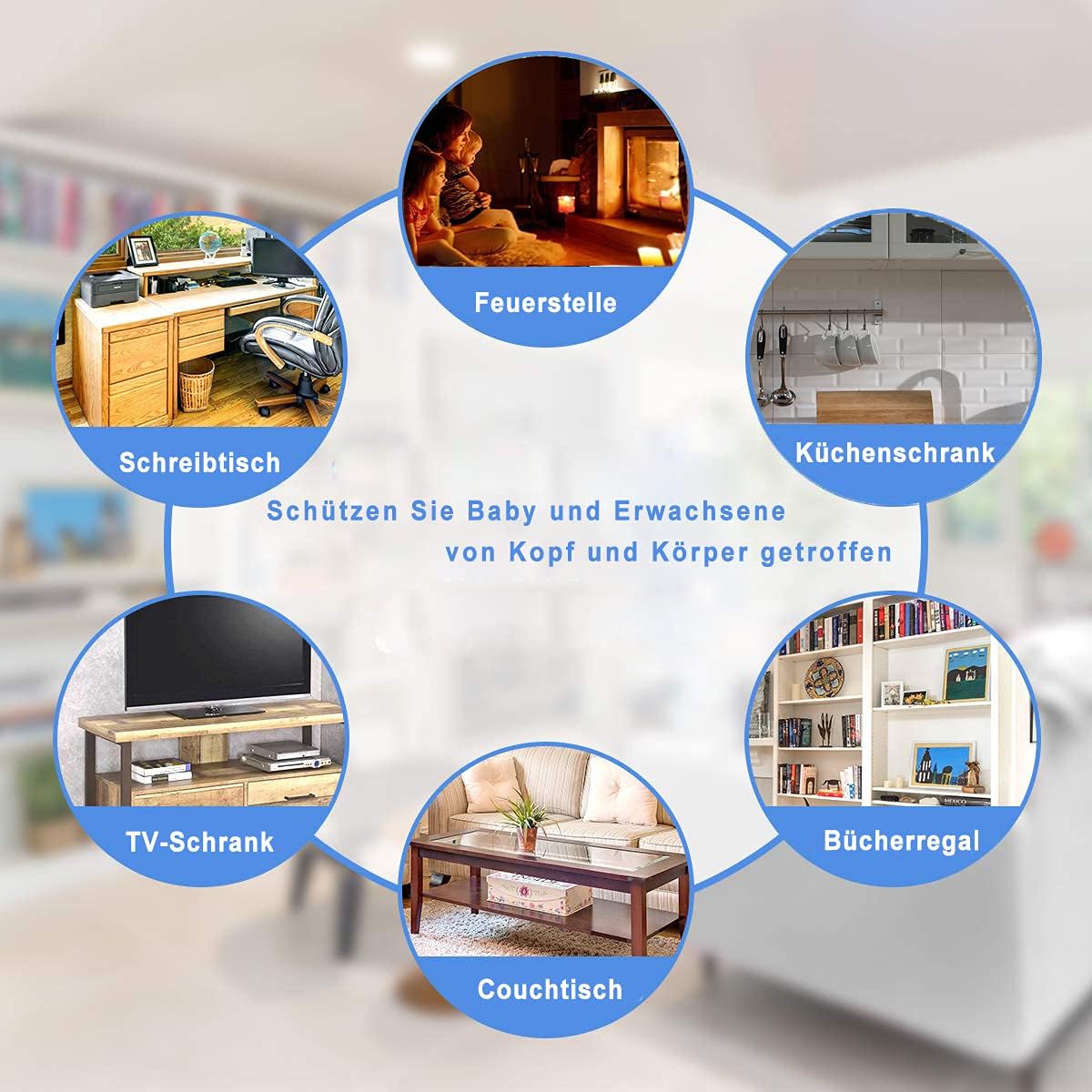 Edge Protector 100% Silicone, Baby Proofing Clear Table Corners Guards, Pre-Taped Adhesive Soft for