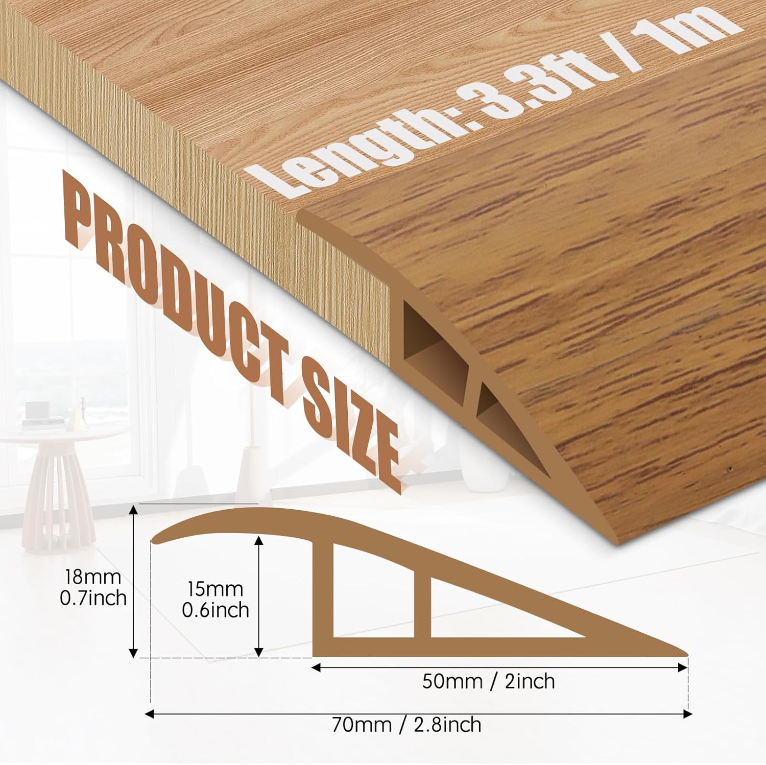 Floor Transition Strip Door Threshold 39" Floor Transition Reducer Trim on The Edges Threshold