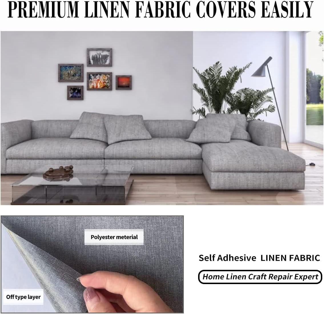Fabric Repair Patches, 17X158 Inch Linen Repair Tape Self-Adhesive Fabric Patches Durable, DIY