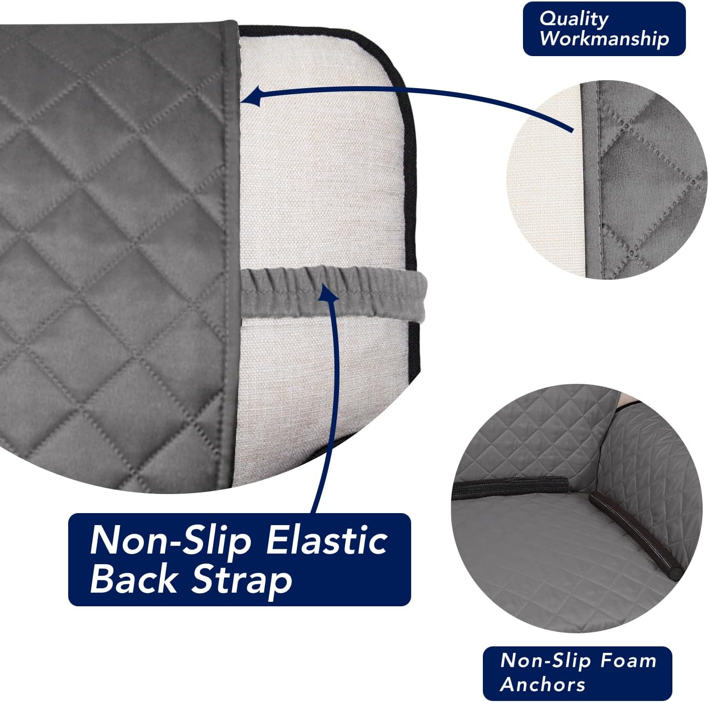 PureFit Reversible Quilted Sofa Cover, Water Resistant Slipcover Furniture Protector, Washable