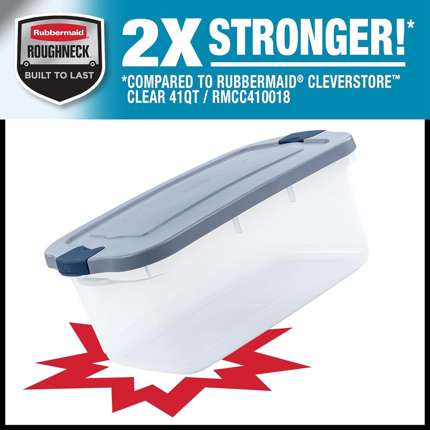 Rubbermaid Roughneck Clear 50 Qt/12 Gal Storage Containers, Pack of 5 with Latching Grey Lids