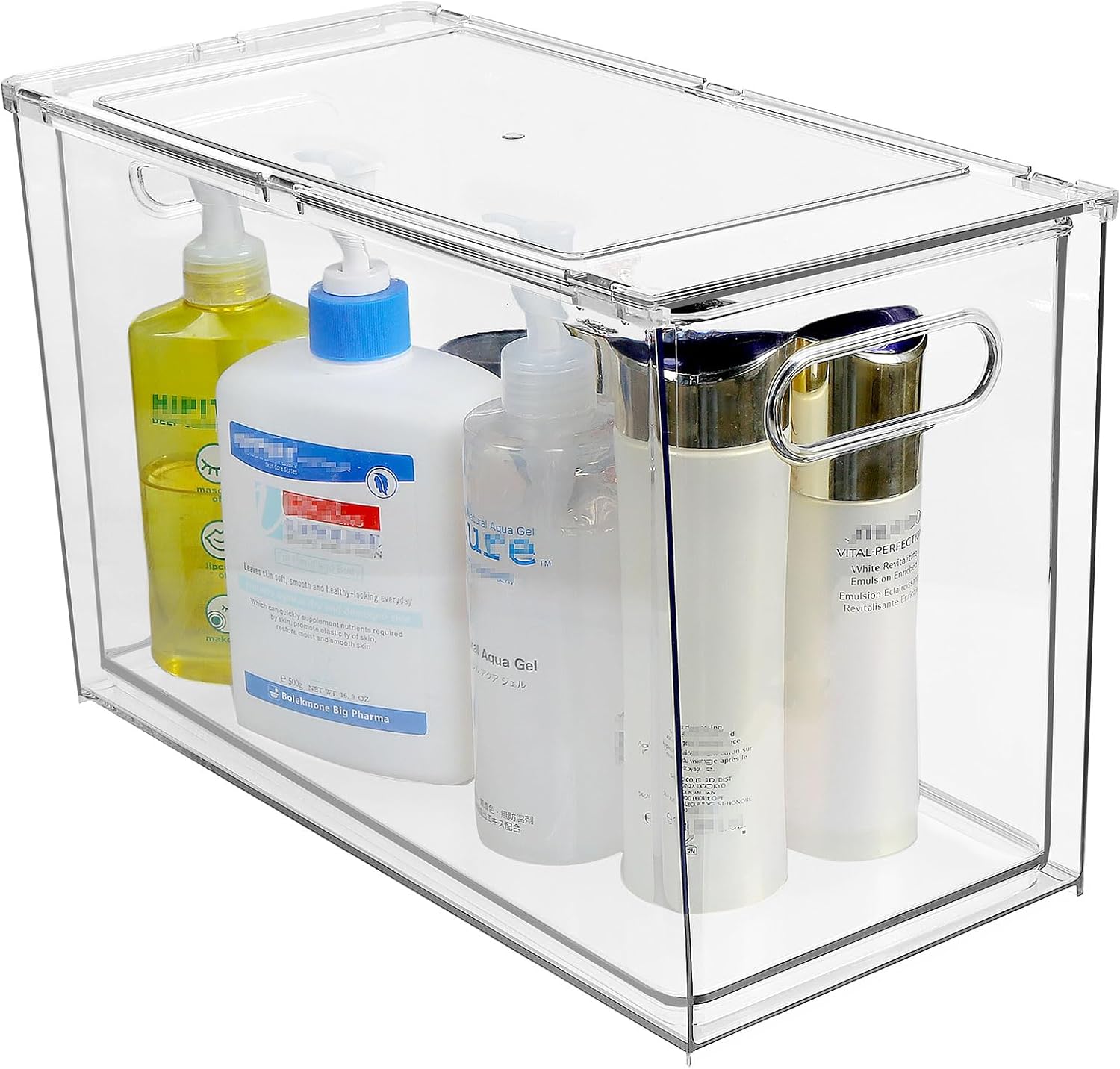 shopwithgreen Refrigerator Organizer and Storage Bins with Pull-out Drawer, Stackable Clear Fridge