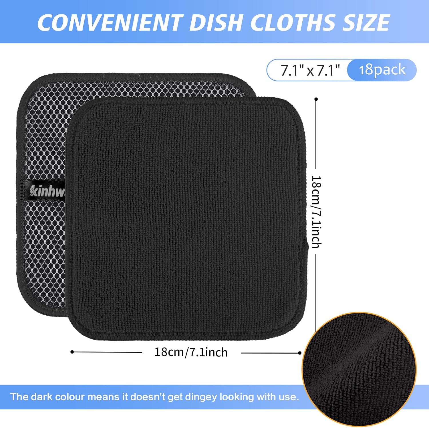 KinHwa Kitchen Washcloths for Dishes Absorbent Microfiber Dish Cloths Quick Dry Dish Rags with Poly