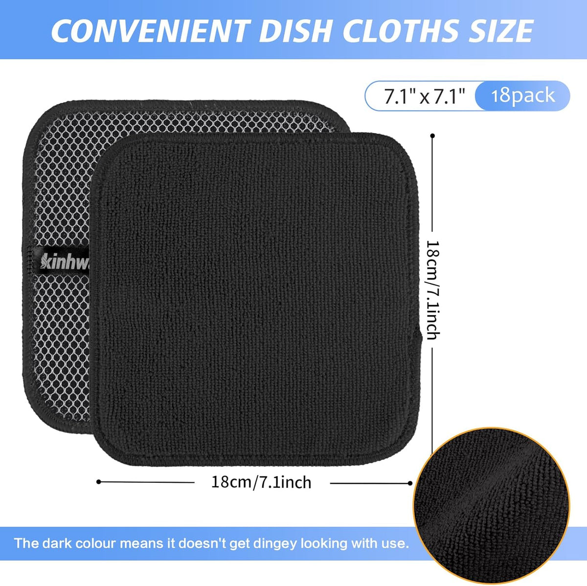 KinHwa Kitchen Washcloths for Dishes Absorbent Microfiber Dish Cloths Quick Dry Dish Rags with Poly