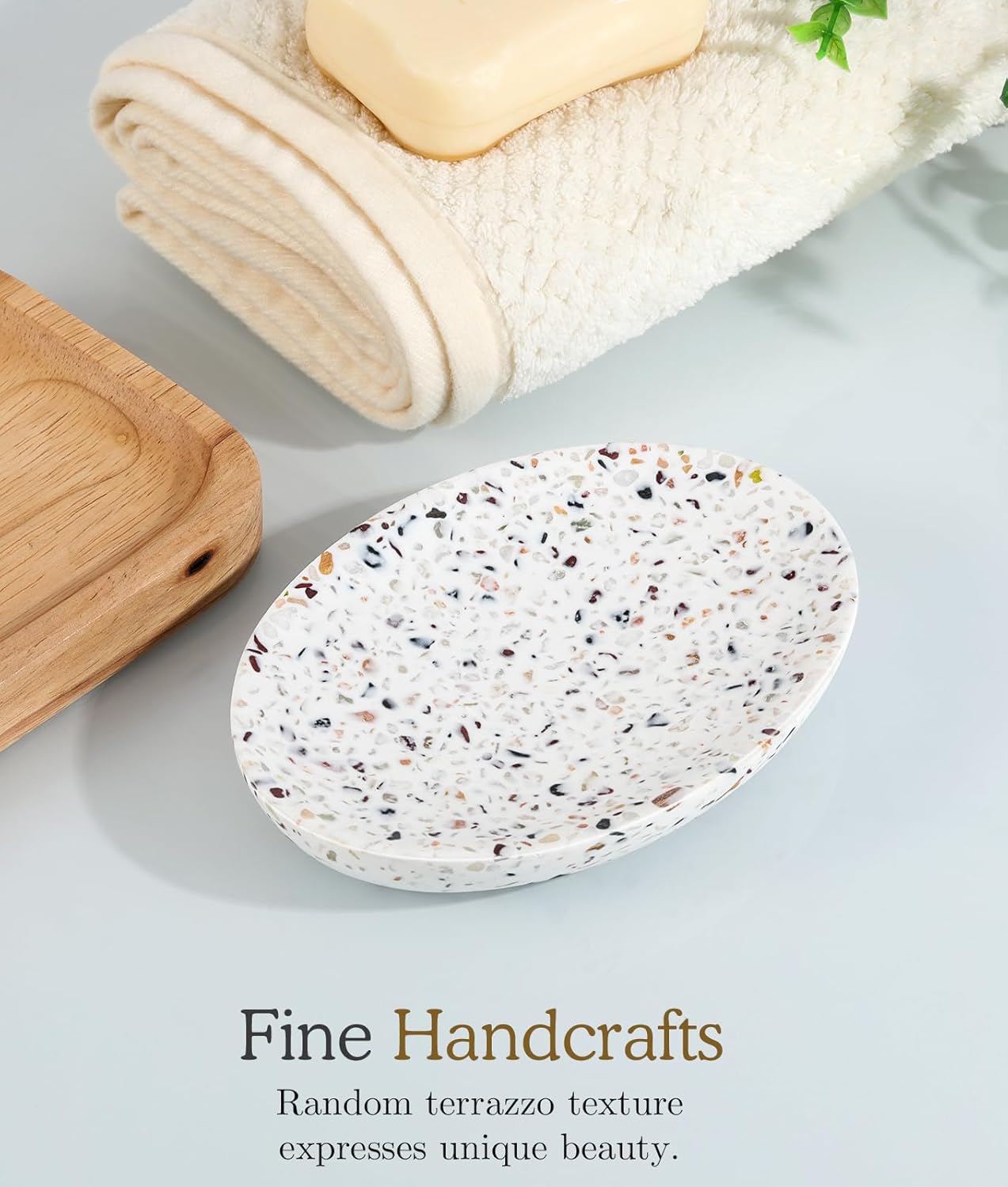 Luxspire Soap Dish, Resin Soap Tray Soap Holder Container Box, Oval Soap Plate Case, Non-Slip