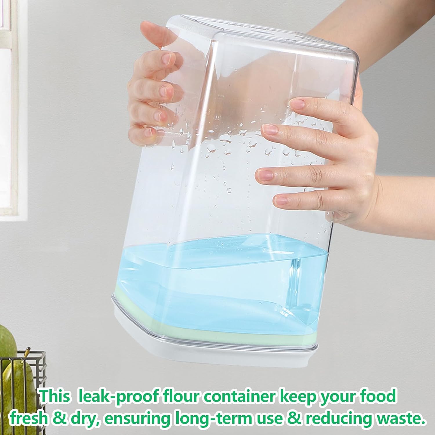 Airtight Flour Rice Storage Container with Pop-up Lid - 4.2 Qt Crystal-Clear Plastic Spaghetti