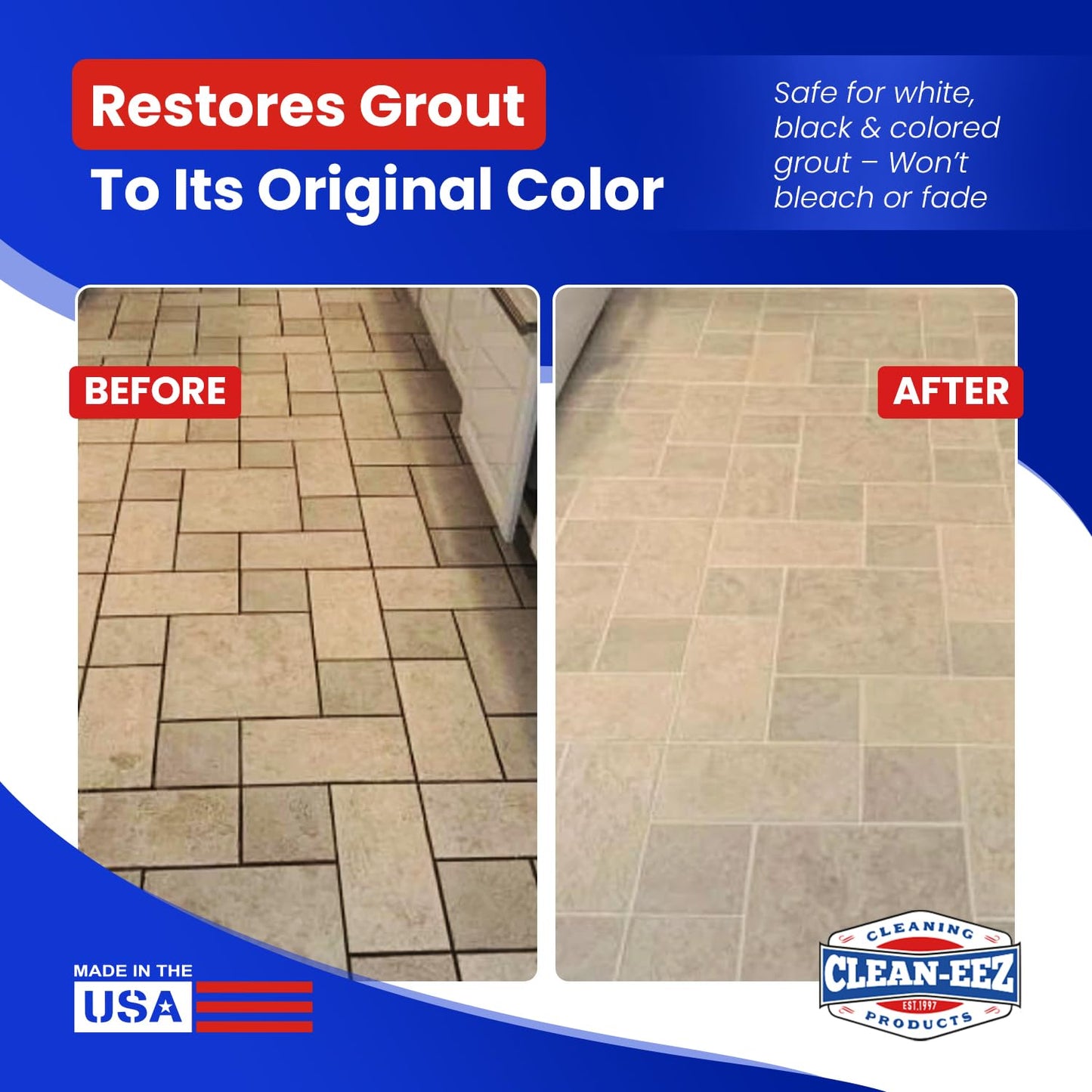 Clean-eez Grout-eez Super Heavy-Duty Grout Cleaner - Powerful Tile and Floor Stain Remover for