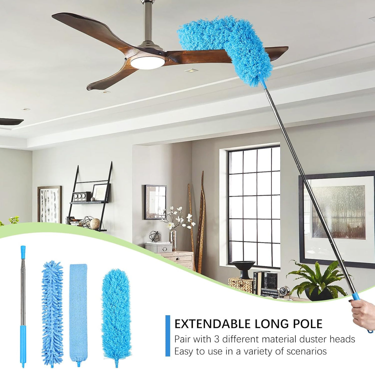 4PCS Microfiber Duster Kit, 3 in 1 Microfiber Dusters Retractable Gap Dust Cleaner and Chenille