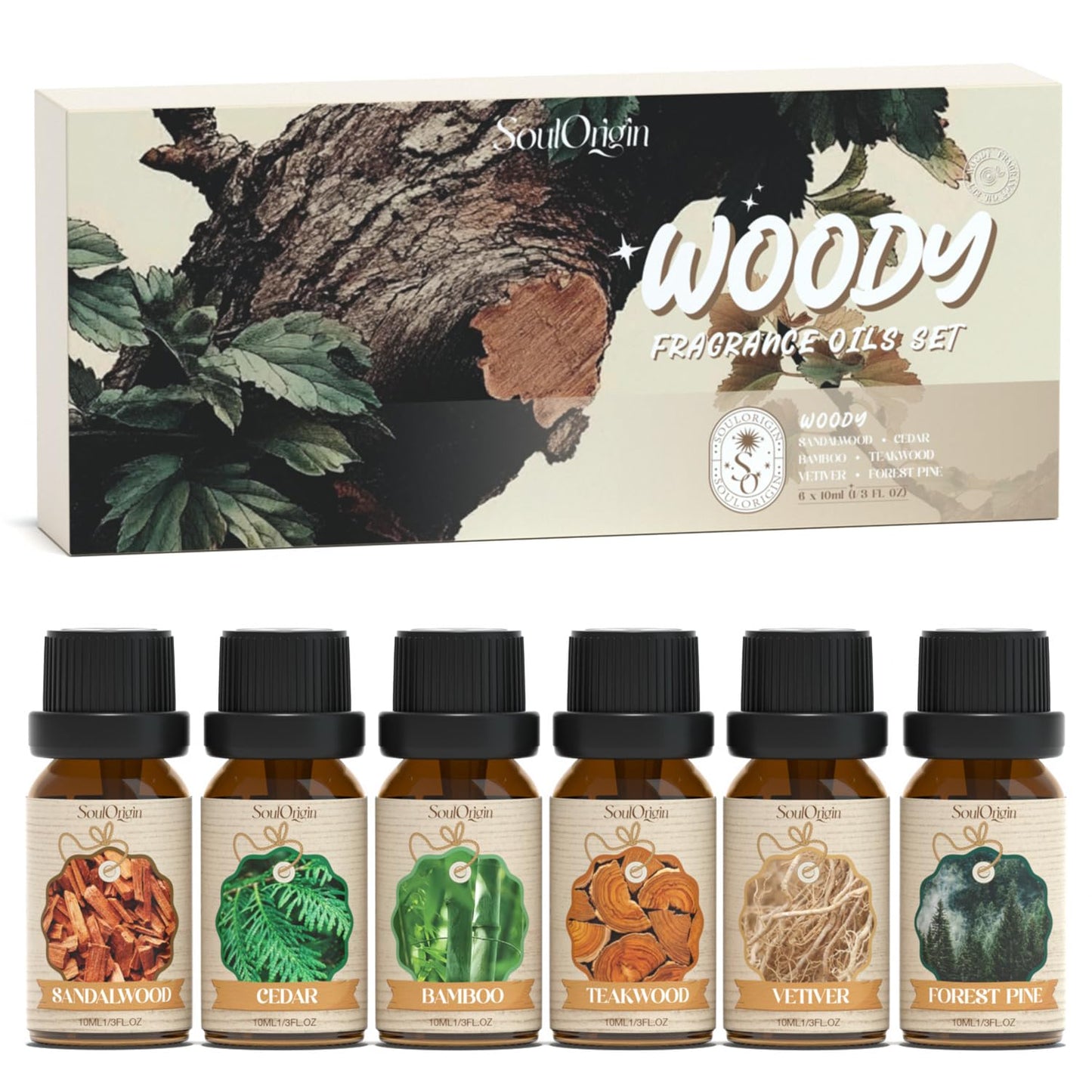 Woody Essential Oils Set, Fragrance Oil Set for Diffuser, Scent Diffuser Oil for Candle Making