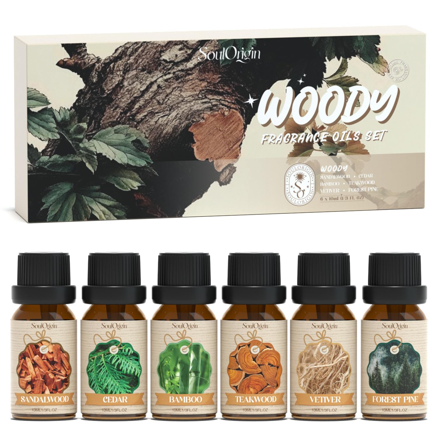 Woody Essential Oils Set, Fragrance Oil Set for Diffuser, Scent Diffuser Oil for Candle Making