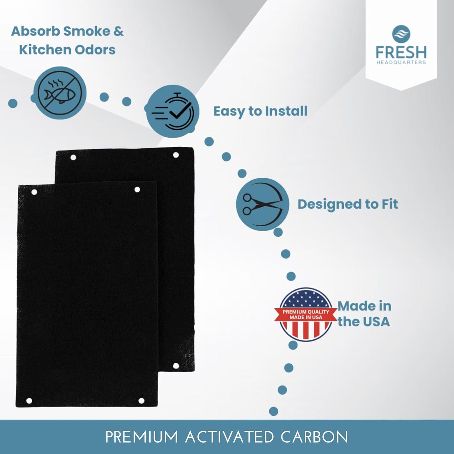 2-Pack Activated Carbon Charcoal Microwave Hood Filters - 10.25" x 7.125" Microwave Hood Filters