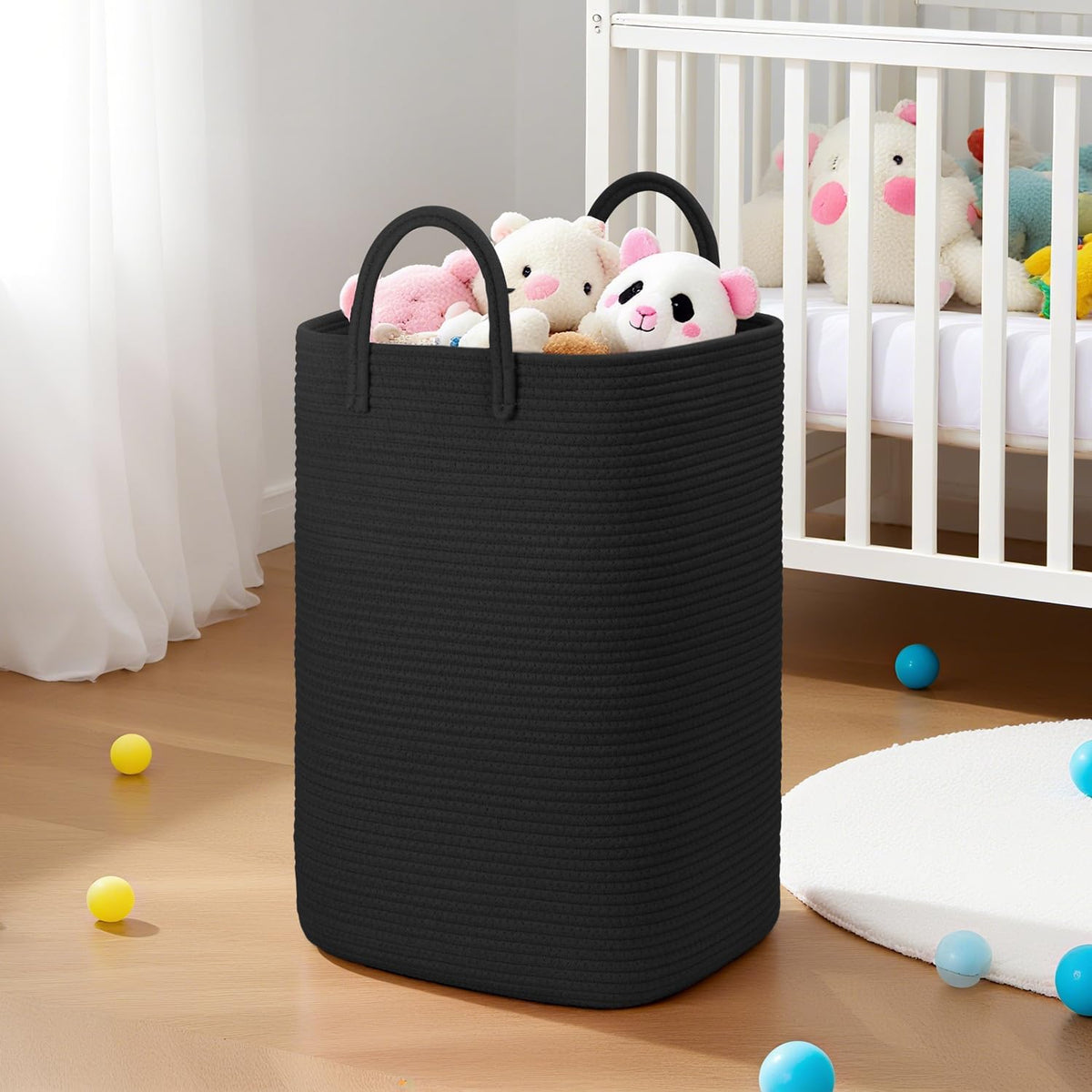 Laundry Basket,Woven Cotton Rope Laundry Hamper,60L Versatile Storage for Dirty Clothes,Baby