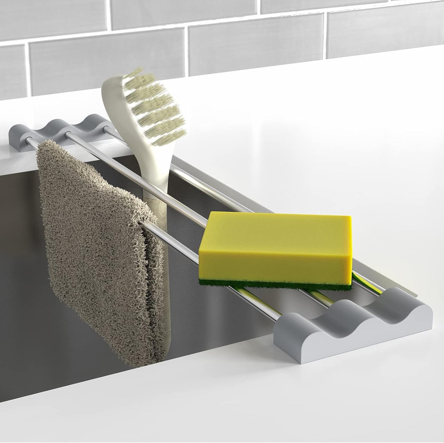 Tomorotec Adjustable Over-The-Sink Kitchen Rack for Dishcloths, Sponges, Bottles and Brushes