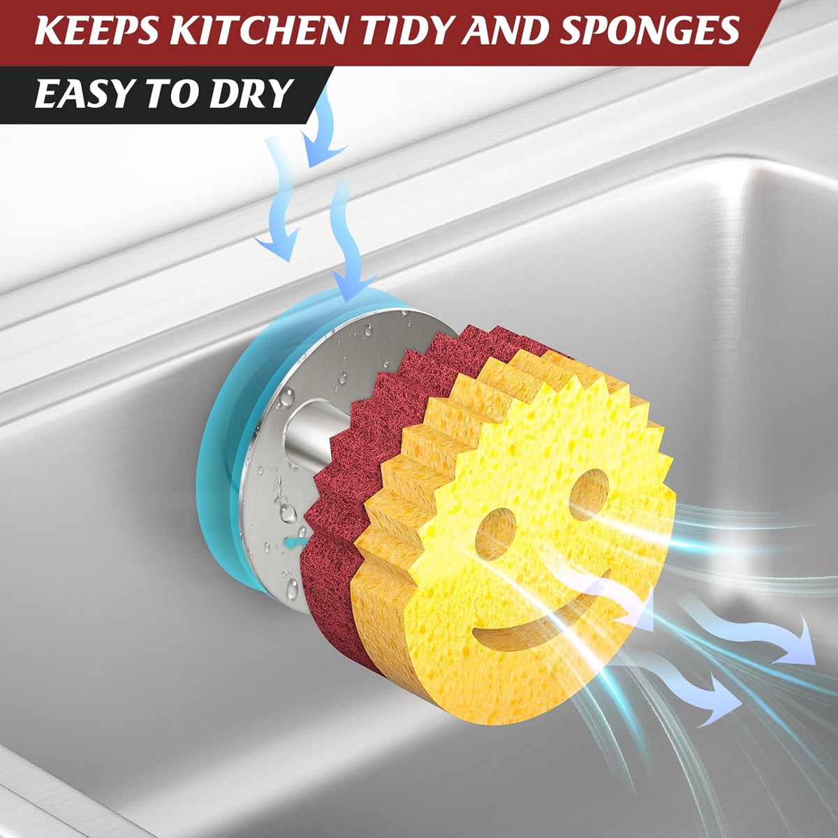 Sponge Holder for Kitchen Sink,Sink Caddy Organizer with Suction Cup Installation for