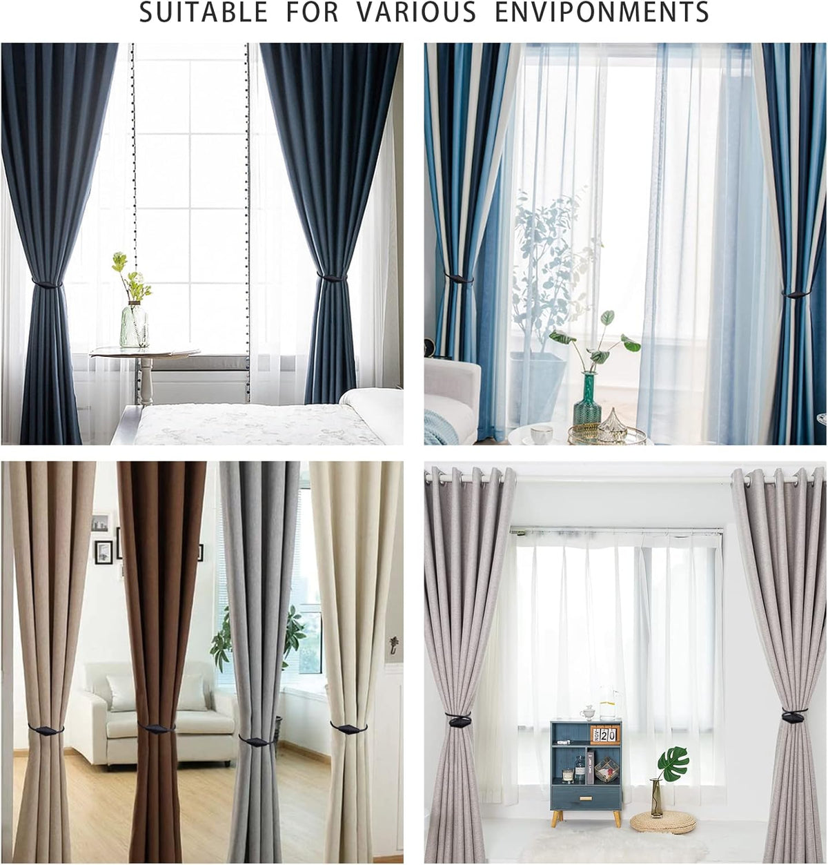 2 PCS Magnetic Curtain Tiebacks, European Style Convenient Drape Tie Backs Holdbacks for Thin or