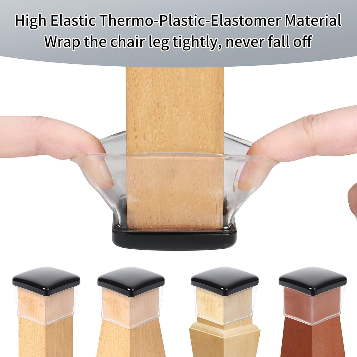 Ezprotekt 24 Pcs Large Clear Chair Leg Sliders for Carpet, Square Teflon Furniture Glides Pads Caps