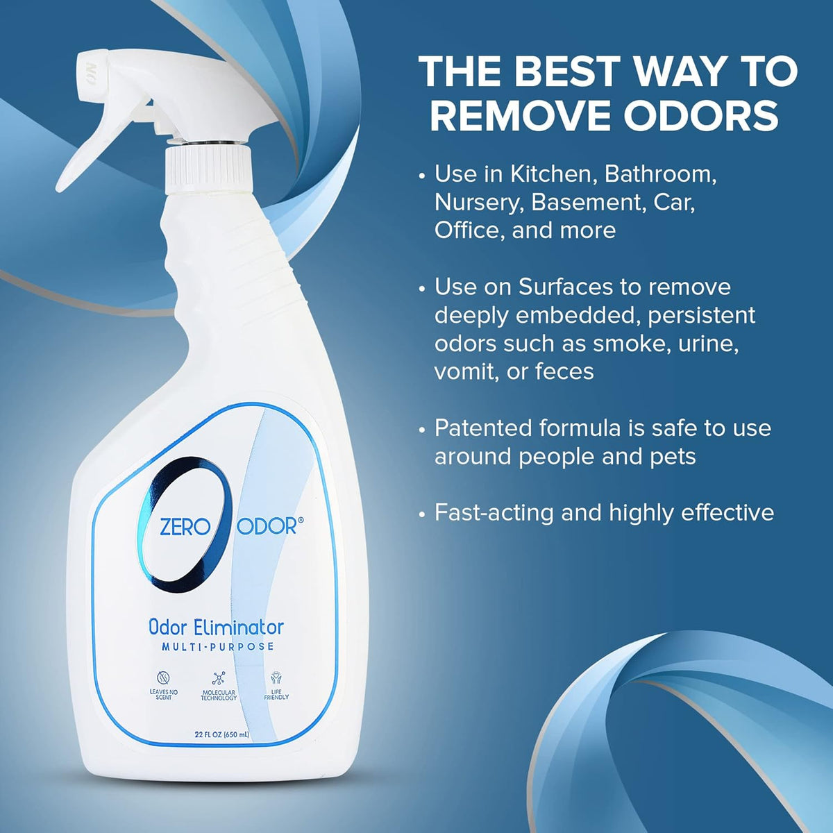 Zero Odor - Multi-Purpose Strong Odor Eliminator for Home, Office, Car, Bathroom, Hotel, Room