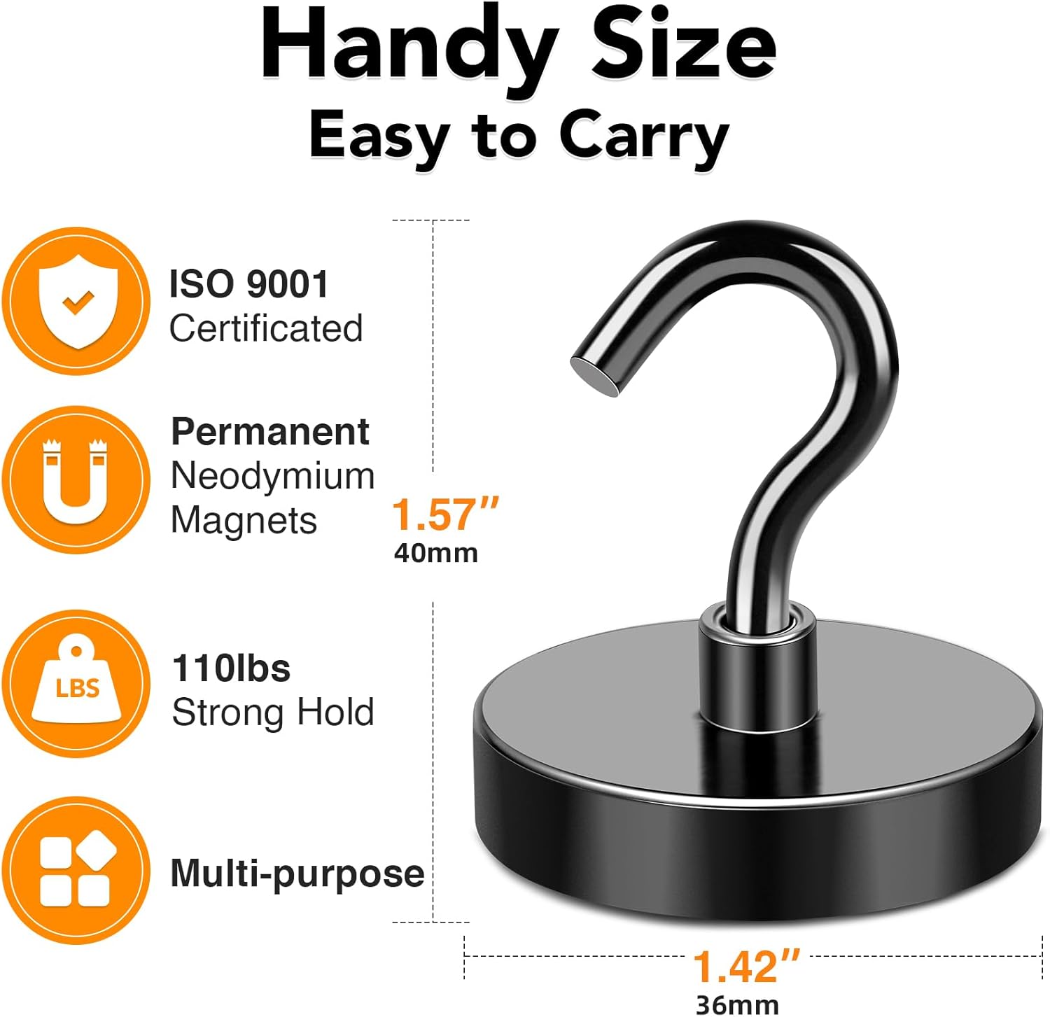 MIKEDE Magnetic Hooks, 150LB Super Strong Magnet Hooks Heavy Duty for Cruise Essentials, Black