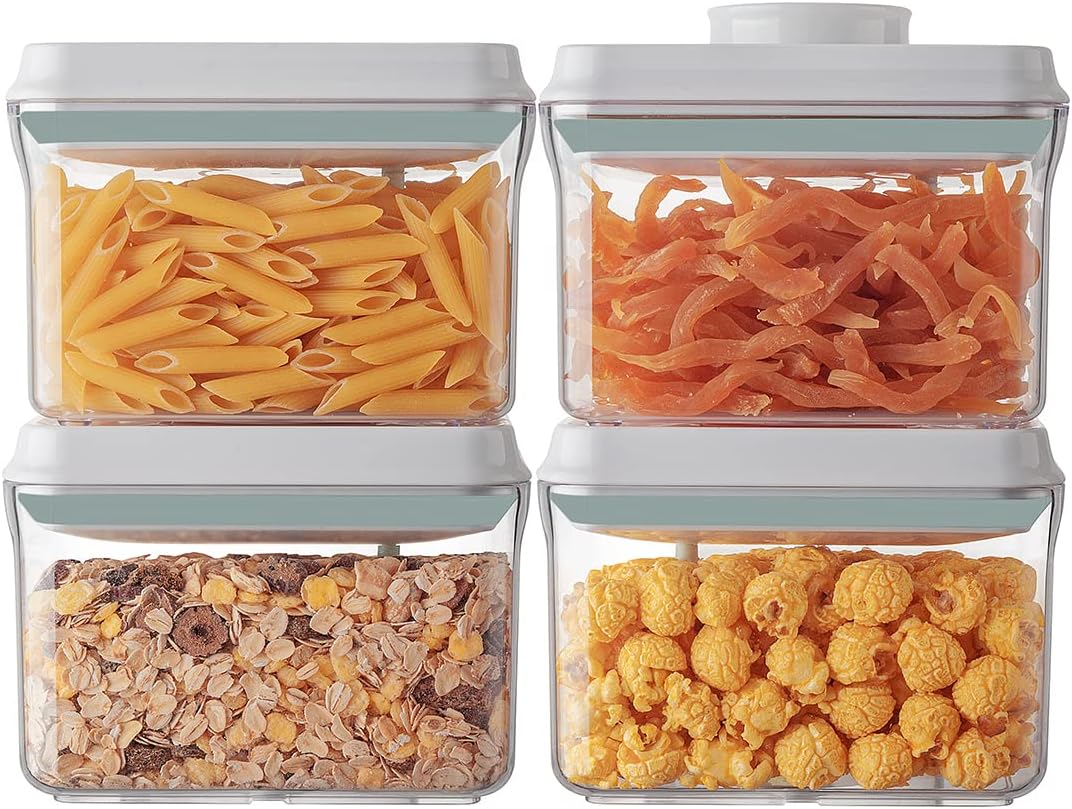Ankou Airtight Container Set (1000ml 4 Pcs) Stackable One Press Openning Food Containers for Snacks
