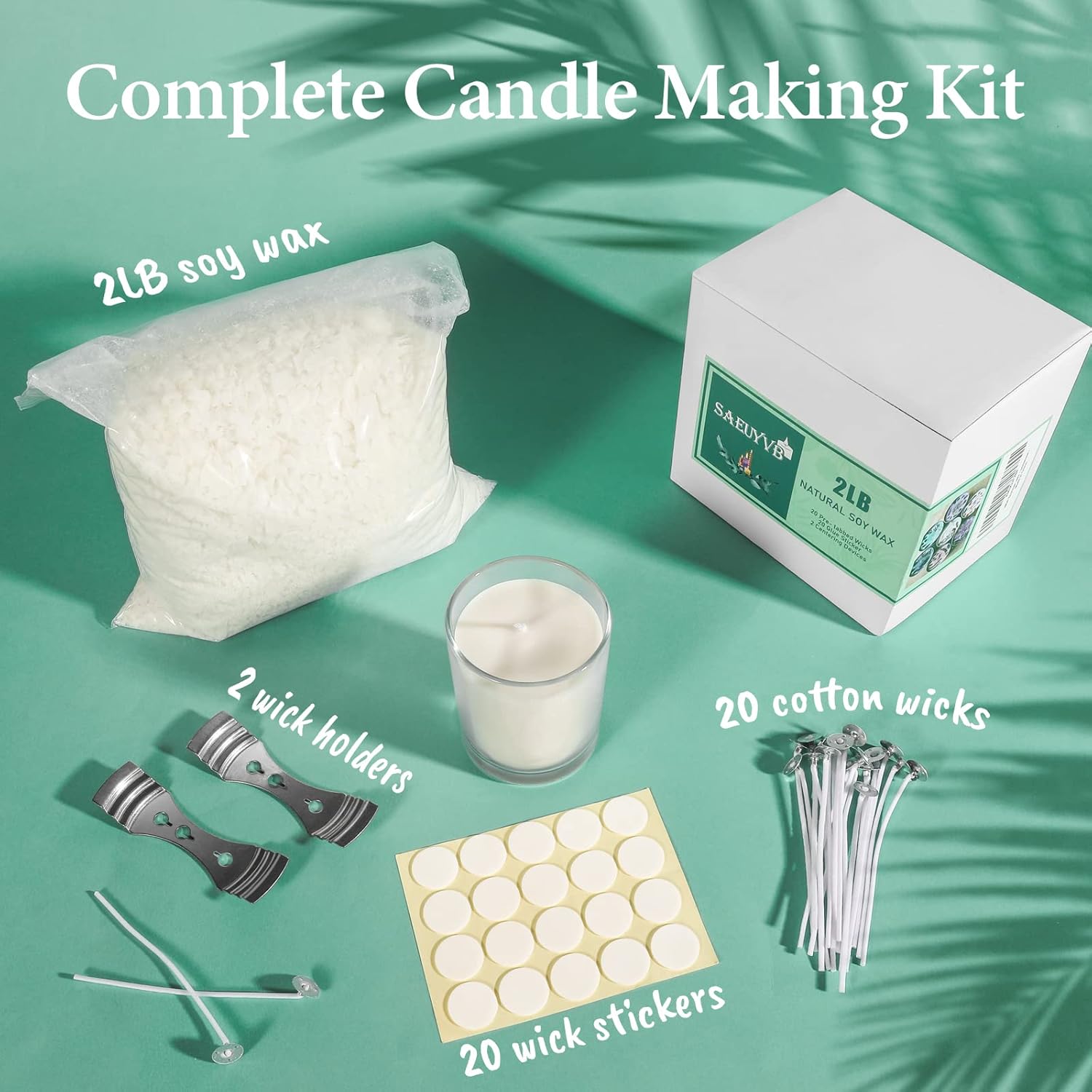 SAEUYVB Natural Soy Candle Wax and Soy Candle Wax for Candle Making - 2 lbs Soy Wax for Candle