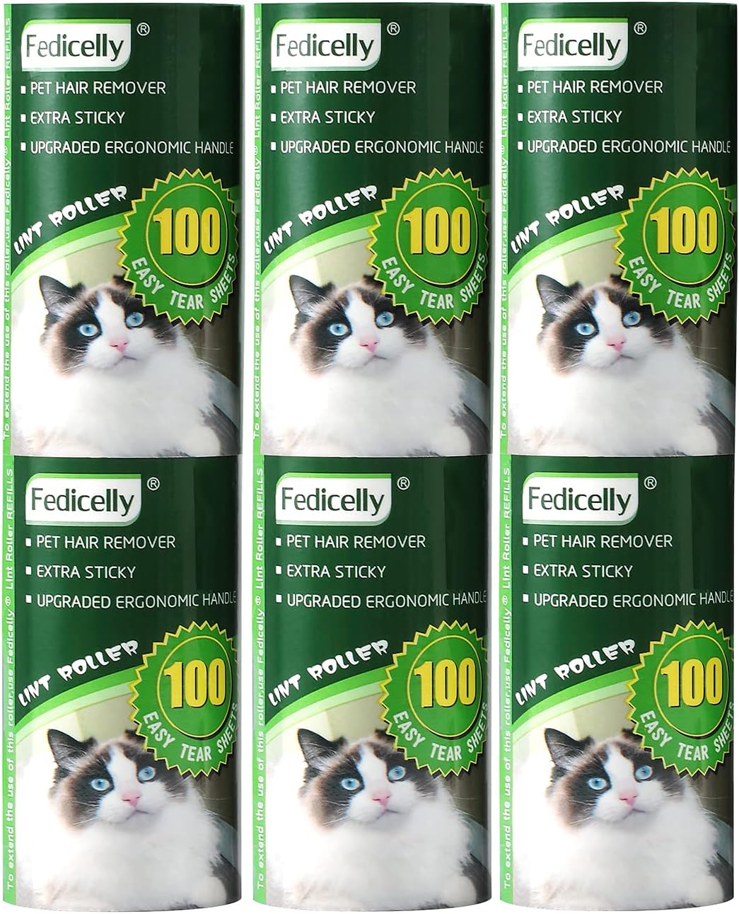 Fedicelly Lint Rollers Pet Hair Extra Sticky Refills,Mega Value Set 600 Sheets for Cat and Dog Hair