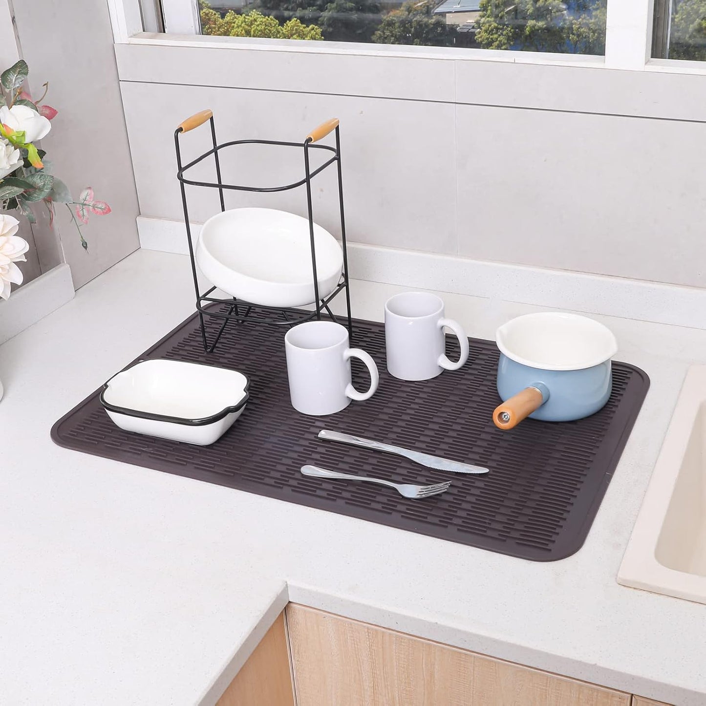 Silicone Dish Drying Mat for Multiple Usage,Easy clean,Eco-friendly,Heat-resistant Silicone Mat for